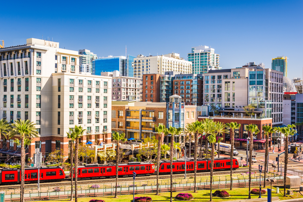 San Diego, California cityscape at the Gaslamp Quarter